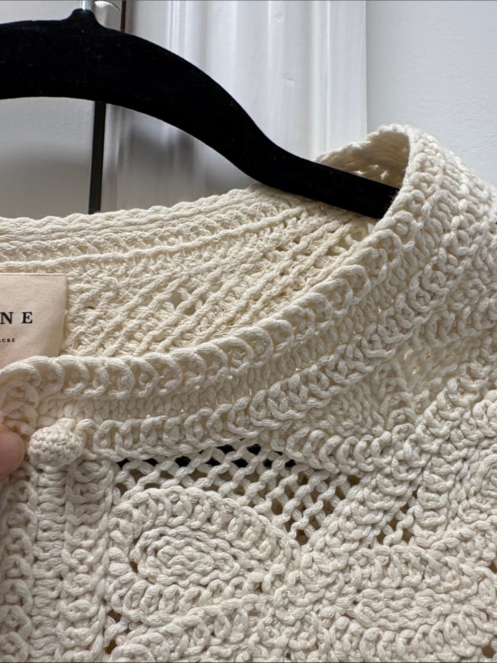 Sezane Nora Cream Crochet Button-Up Cardigan - Picture 3 of 4